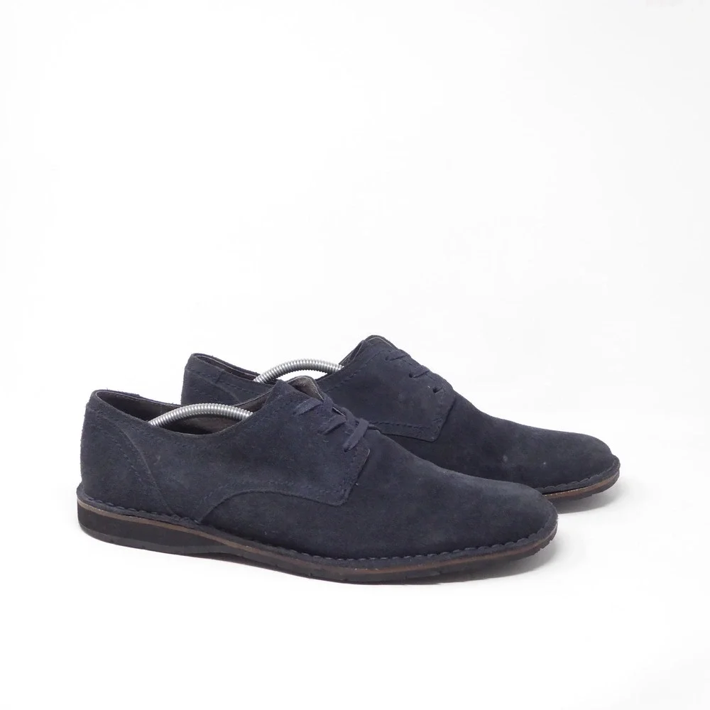 John Varvatos Mens Derby Oxfords Shoes Navy Blue Suede Lace Up 12M